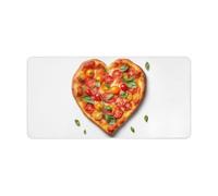 Leather Desk Pad Protector, Heart Shaped Pizza Mouse Pad, Office Desk Mat XXL Extended Gaming Mousepad, Non-Slip Keyboard Pad Waterproof Writing Pad for Office Home 23.6" X 11.8"