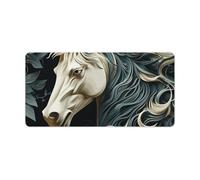 Leather Desk Pad Protector, Horse Pattern Mouse Pad, Office Desk Mat XXL Extended Gaming Mousepad, Non-Slip Keyboard Pad Waterproof Writing Pad for Office Home 23.6" X 11.8"