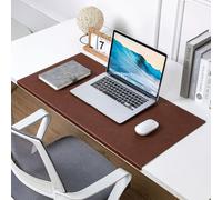Leather Desk Pad Protector, Large Mouse Mat with Edge Protection, Office Computer Desk Mat, Non-Slip Table Mat Desk Blotter for Writing Work Typing (Reddish Brown,70x32cm)