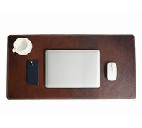 Leather Desk Pad Protector, Non Slip Computer Mouse Mat with Stitched Edge, Waterproof PU Mousepad for Computers Laptop Office Home(Redbrown,70x40cm)