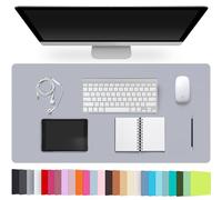 Leather Desk Pad Protector,Non-Slip Desk Pad,on-Slip PU Leather Large Mouse Pad,Easy Clean Desk Protecor Mat,Writing Pad for Office Work/Home/Decor(LightGrey, 23.6" x 13.7")