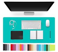 Leather Desk Pad Protector,Non-Slip Desk Pad,on-Slip PU Leather Large Mouse Pad,Easy Clean Desk Protecor Mat,Writing Pad for Office Work/Home/Decor(BrightGreen, 31.5" x 15.7")