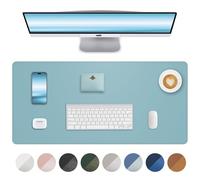 Leather Desk Pad Protector, Non-Slip, Waterproof PU Blotter Mat, Mouse Pad, Desk Cover for Office and Home (Teal, 36" x 17")