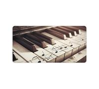 Leather Desk Pad Protector, Piano Keys with Musical Notes Mouse Pad, Office Desk Mat XXL Extended Gaming Mousepad, Non-Slip Keyboard Pad Waterproof Writing Pad for Office Home 23.6" X 11.8"