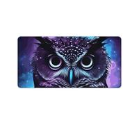 Leather Desk Pad Protector, Purple Owl Mouse Pad, Office Desk Mat XXL Extended Gaming Mousepad, Non-Slip Keyboard Pad Waterproof Writing Pad for Office Home 23.6" X 11.8"
