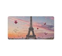 Leather Desk Pad Protector, Romantic Paris Eiffel Tower Mouse Pad, Office Desk Mat XXL Extended Gaming Mousepad, Non-Slip Keyboard Pad Waterproof Writing Pad for Office Home 23.6" X 11.8"