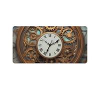Leather Desk Pad Protector, Rusty Steampunk Clock Mouse Pad, Office Desk Mat XXL Extended Gaming Mousepad, Non-Slip Keyboard Pad Waterproof Writing Pad for Office Home 23.6" X 11.8"