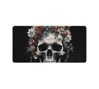 Leather Desk Pad Protector, Skull in Darkness Mouse Pad, Office Desk Mat XXL Extended Gaming Mousepad, Non-Slip Keyboard Pad Waterproof Writing Pad for Office Home 23.6" X 11.8"