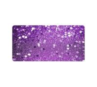 Leather Desk Pad Protector, Sparkling Purple Glitter Mouse Pad, Office Desk Mat XXL Extended Gaming Mousepad, Non-Slip Keyboard Pad Waterproof Writing Pad for Office Home 23.6" X 11.8"