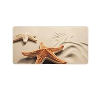 Leather Desk Pad Protector, Starfish on The Sand Beach Landscape Mouse Pad, Office Desk Mat XXL Extended Gaming Mousepad, Non-Slip Keyboard Pad Waterproof Writing Pad for Office Home 23.6" X 11.8"