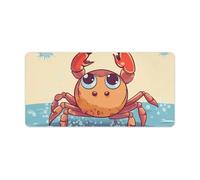 Leather Desk Pad Protector, Summer Cartoon Crab Mouse Pad, Office Desk Mat XXL Extended Gaming Mousepad, Non-Slip Keyboard Pad Waterproof Writing Pad for Office Home 23.6" X 11.8"