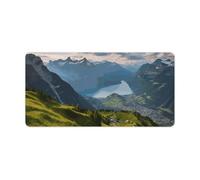Leather Desk Pad Protector, Switzerland Alps Mouse Pad, Office Desk Mat XXL Extended Gaming Mousepad, Non-Slip Keyboard Pad Waterproof Writing Pad for Office Home 23.6" X 11.8"