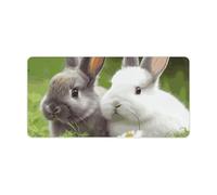 Leather Desk Pad Protector, Two Little Cute Rabbits Mouse Pad, Office Desk Mat XXL Extended Gaming Mousepad, Non-Slip Keyboard Pad Waterproof Writing Pad for Office Home 23.6" X 11.8"