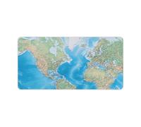 Leather Desk Pad Protector, World Map Mouse Pad, Office Desk Mat XXL Extended Gaming Mousepad, Non-Slip Keyboard Pad Waterproof Writing Pad for Office Home 23.6" X 11.8"