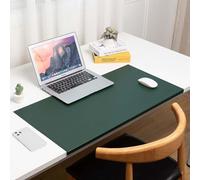 Leather Desk Pad with Edge Protector, Office Desk Mat for Writing Working Typing, Edge-Locked Large Mouse Mat, Comfortable Waterproof Wipeable Table Protector (45x90cm,Green)