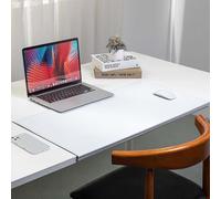 Leather Desk Pad with Edge Protector, Office Desk Mat for Writing Working Typing, Edge-Locked Large Mouse Mat, Comfortable Waterproof Wipeable Table Protector (40x80cm,White)