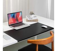 Leather Desk Pad with Edge Protector, Office Desk Mat for Writing Working Typing, Edge-Locked Large Mouse Mat, Comfortable Waterproof Wipeable Table Protector (50x100cm,Black)