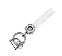 Leather Diamond Car Key Chain, Metal Key Ring Key Fob Accessories (White)