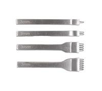 Leather Diamond Stitching Chisel Set 3mm - 4Pcs 1/2/4/6 Prong Pricking Iron Hole Punch Tools for DIY Leather Craft Sewing, Lacing & Hand Stitching
