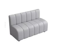 Leather Dining Chair and Upholstered Settee Sofa Lounge Area Furniture Set with Slate Tabletop and Metal Frame