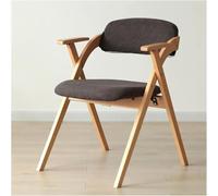 Leather Dining Chair with Arms, Foldable Cushioned Seat & Backrest Wooden Frame, Stylish Indoor Accent Chair for Living Room