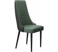 Leather Dining Chairs for Kitchen Living Room Lounge Sturdy Carbon Steel Legs (Dark Green & Black Black Feet) Modern Design Comfortable Seating