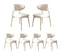 Leather Dining Chairs Set of 2/4/6 - table High-Resilience Cushs Solid Wood Legs Slish for Kitchen & Dining Room White & Wood h