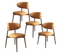 Leather Dining Chairs Set of 2 4 or 6 - & Dark Walnut table High-Resilience Spon Cush Solid Wood Legs t for Kitchen & Dining Room