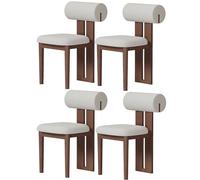 Leather Dining Chairs Set of 4, Modern Mid Century Style, Comfortable Armrest Free, Anti Lamb Fleece, Ideal for Kitchen, Dining, Rustic Farmhouse & Patio Decor