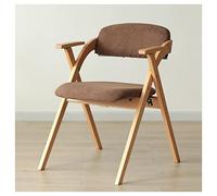 Leather Dining Chairs With Arms, Folding Chair Indoor Cushioned, Mid-century Dining Room Chairs With Arm And Padded Seat Backrest Wooden Frame For Living Room Kitchen Office Study (Color : Brown)