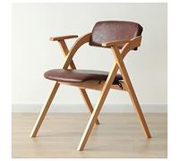 Leather Dining Chairs With Arms, Folding Chair Indoor Cushioned, Mid-century Dining Room Chairs With Arm And Padded Seat Backrest Wooden Frame For Living Room Kitchen Office Study ( Color : Style1 )