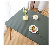 Leather Dining Cover With Elastic Edge - Faux Leather Cloth for Square/Rectangle Tables, Vinyl Waterproof Oilproof Heat Proof Wipeable Protector Pad (90x140cm, Green 1)