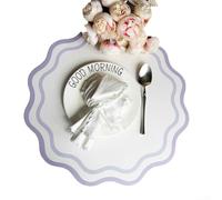 Leather dining mats with scratch and heat resistance, crafted for use in restaurants and For kitchens, combining durability with a fan-shaped design (Purple;)