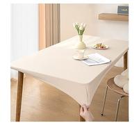 Leather Dining Table Cover - Elastic Edge Faux Leather Table Cloth, Vinyl Tablecloth Waterproof, Oilproof, Heat Proof, Wipeable (70x130cm,White)