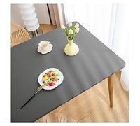 Leather Dining Table Cover with Elastic Edge, Faux Leather Table Cloths for Square/Rectangle Tables, Vinyl Tablecloth Waterproof Oilproof Heat Proof Wipeable Table Protector Pad (80x120cm,Dark Gray)