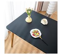 Leather Dining Table Cover with Elastic Edge, Faux Leather Table Cloths for Square/Rectangle Tables, Vinyl Tablecloth Waterproof Oilproof Heat Proof Wipeable Table Protector Pad (75x245cm,Black)