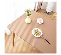 Leather Dining Table Cover with Elastic Edge, Faux Leather Table Cloths for Square/Rectangle Tables, Vinyl Tablecloth Waterproof Oilproof Heat Proof Wipeable Table Protector Pad (70x120cm,Khaki)