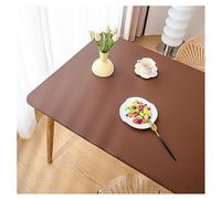 Leather Dining Table Cover with Elastic Edge, Faux Leather Table Cloths for Square/Rectangle Tables, Vinyl Tablecloth Waterproof Oilproof Heat Proof Wipeable Table Protector Pad (90x90cm,Brown)