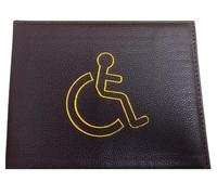 Leather Disable Badge and Timer Holder Wallet Protector Disability Parking Permit Discreet Cover Hologram (Brown)