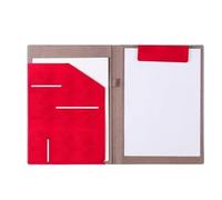 Leather Document A4 Business Folder Leather Signing This Contract Clip Data Book File Storage(Red)