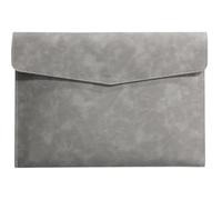 Leather Document A4 Leather File Folder Simple Big Capacity Document Bag Briefcase Data Contract Bill Office Paper Organizer(Grey)