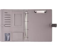Leather Document Folder， A4 Leather Magnetic Closure Loose-Leaf Conference Folder Grey And Black 34.5x26cm(Grijs)