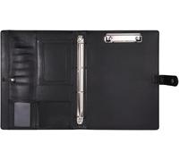 Leather Document Folder， A4 Leather Magnetic Closure Loose-Leaf Conference Folder Grey And Black 34.5x26cm(Noir)