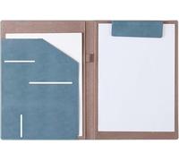 Leather Document Folder， Business Leather Clip Portfolio A4 Multicolor 24.5x33cm(Blu)
