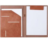 Leather Document Folder， Business Leather Clip Portfolio A4 Multicolor 24.5x33cm(Bruin)