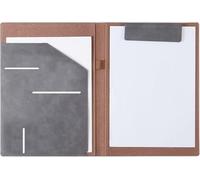 Leather Document Folder， Business Leather Clip Portfolio A4 Multicolor 24.5x33cm(Grijs)