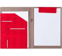 Leather Document Folder， Business Leather Clip Portfolio A4 Multicolor 24.5x33cm(Red)