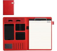Leather Document Folder, Folder Business Conference Organizer Notebook Tablet Sleeve Presentation Slot Card Storage(Rood)