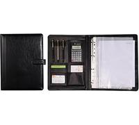 Leather Document Folder， Leather Business Folder Conference, Bruin Black, 25.2x33.5x1.2cm(Black)