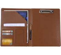 Leather Document Folder， Leather Conference Folder Multicolor 24x35x3cm for Business Office File Manager(Bruin)